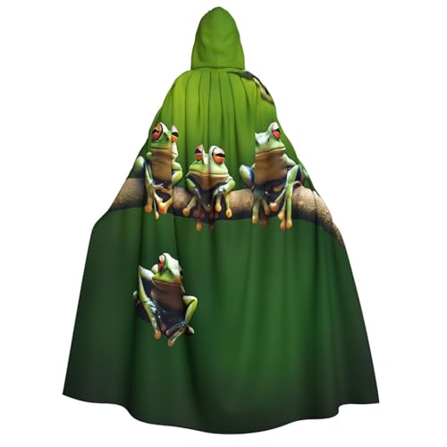 LHFIOHIRG (Lustige Frösche) Umhang mit Kapuze in voller Länge für Erwachsene, Herren, Damen, Halloween, Cosplay, Kostüm, Robe mit Kapuze von LHFIOHIRG
