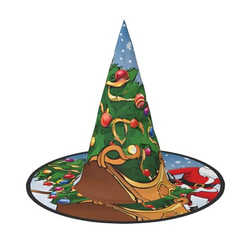 LHFIOHIRG (Merry Xmas) Hexenhut für Erwachsene, faltbar, spitzer Hut, Halloween-Kostüm, Zubehör für Frauen, Cosplay, Partys, Urlaubsdekoration von LHFIOHIRG