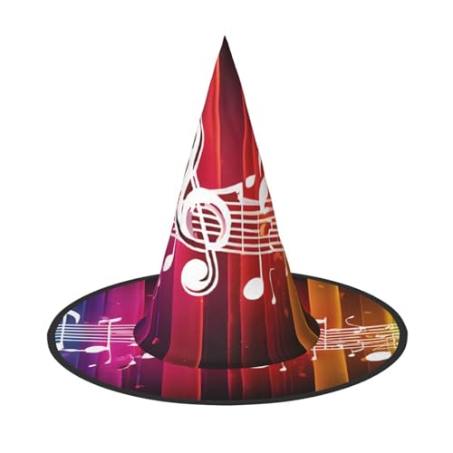 LHFIOHIRG (Musiknote) Hexenhut für Erwachsene, faltbar, spitzer Hut, Halloween-Kostüm, Zubehör für Frauen, Cosplay, Partys, Urlaubsdekoration von LHFIOHIRG