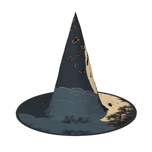 LHFIOHIRG (Nachtkrähe) Hexenhut für Erwachsene, faltbar, spitzer Hut, Halloween-Kostüm, Zubehör für Frauen, Cosplay, Partys, Urlaubsdekoration von LHFIOHIRG