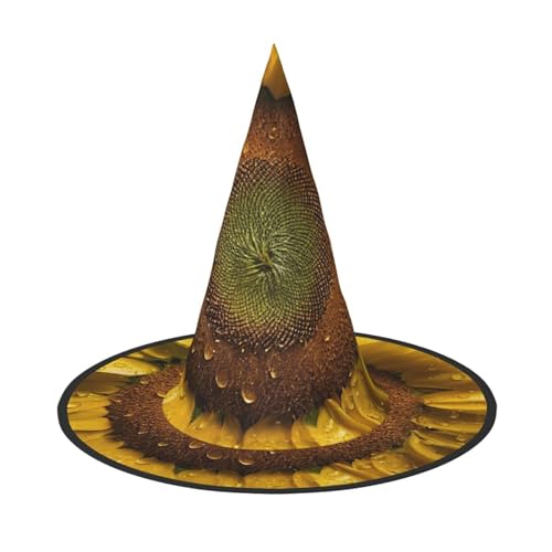 LHFIOHIRG (Orange Sonnenblumentapete) Hexenhut für Erwachsene, faltbar, spitzer Hut, Halloween-Kostüm, Zubehör für Frauen, Cosplay, Partys, Urlaubsdekoration von LHFIOHIRG