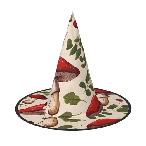 LHFIOHIRG (Rote Pilze) Hexenhut für Erwachsene, faltbar, spitzer Hut, Halloween-Kostüm, Zubehör für Damen, Cosplay, Partys, Urlaubsdekoration von LHFIOHIRG