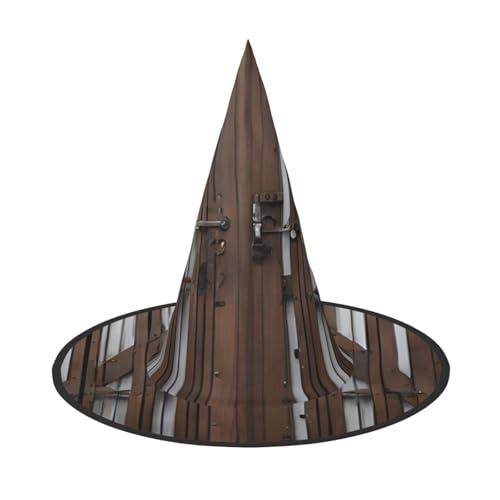LHFIOHIRG (Rustic Stall Holztür) Hexenhut für Erwachsene, faltbar, spitzer Hut, Halloween-Kostüm, Zubehör für Frauen, Cosplay, Partys, Urlaubsdekoration von LHFIOHIRG