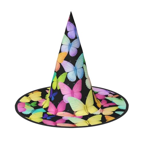 LHFIOHIRG (Schmetterlinge) Hexenhut für Erwachsene, faltbar, spitzer Hut, Halloween-Kostüm, Zubehör für Frauen, Cosplay, Partys, Urlaubsdekoration von LHFIOHIRG