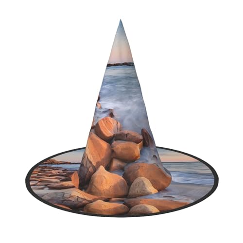 LHFIOHIRG (Strand Maui Hawaii Sonnenuntergang Meer Wellen Wolken) Erwachsene Hexenhut Faltbarer Spitzhut Halloween Kostüm Zubehör für Frauen Cosplay Partys Urlaub Dekoration von LHFIOHIRG