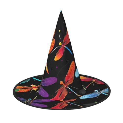 LHFIOHIRG (Süße Libelle) Hexenhut für Erwachsene, faltbar, spitzer Hut, Halloween-Kostüm, Zubehör für Frauen, Cosplay, Partys, Urlaubsdekoration von LHFIOHIRG