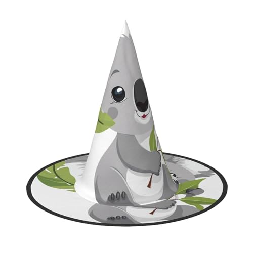 LHFIOHIRG (Süßer Koala) Hexenhut für Erwachsene, faltbar, spitzer Hut, Halloween-Kostüm, Zubehör für Frauen, Cosplay, Partys, Urlaubsdekoration von LHFIOHIRG