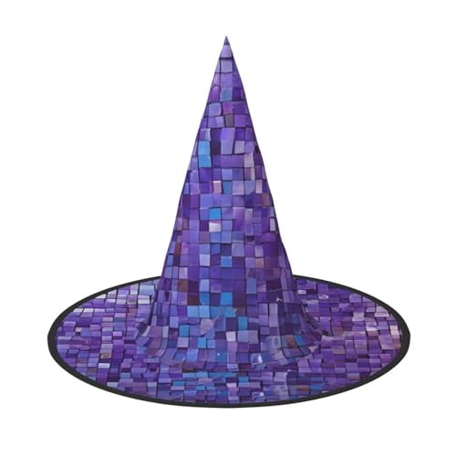 LHFIOHIRG (Türkismuster) Hexenhut für Erwachsene, faltbar, spitzer Hut, Halloween-Kostüm, Zubehör für Frauen, Cosplay, Partys, Urlaubsdekoration von LHFIOHIRG