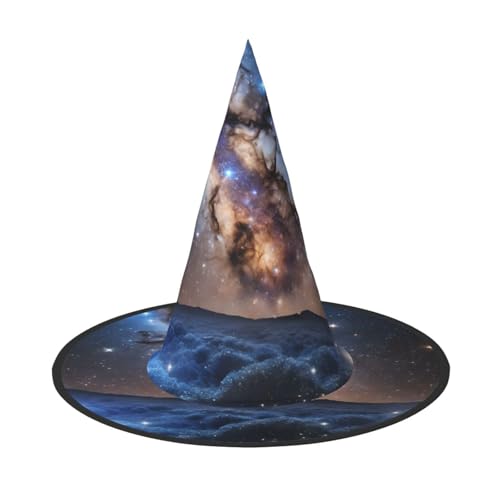 LHFIOHIRG (Universum Galaxie Weltraum) Erwachsene Hexenhut Faltbarer Spitzhut Halloween Kostüm Zubehör für Frauen Cosplay Partys Urlaub Dekoration von LHFIOHIRG