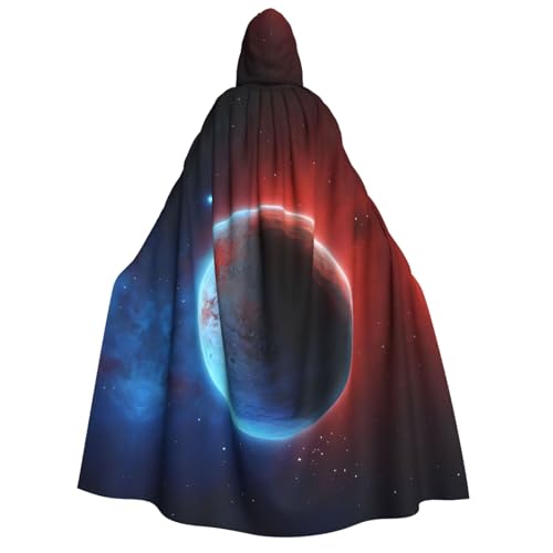 LHFIOHIRG (Weltraumplanet Erde) Umhang mit Kapuze in voller Länge für Erwachsene, Herren, Damen, Halloween, Cosplay, Kostüm, Robe mit Kapuze von LHFIOHIRG