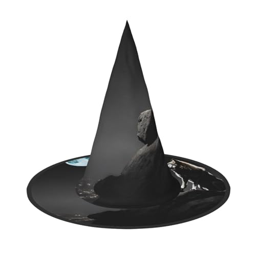 LHFIOHIRG (Wolfnacht Mond) Erwachsene Hexenhut Faltbarer Spitzhut Halloween Kostüm Zubehör für Frauen Cosplay Partys Urlaub Dekoration von LHFIOHIRG