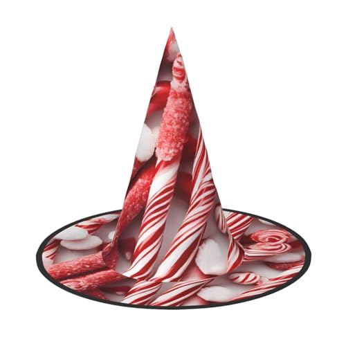 LHFIOHIRG (Zuckerstangen) Hexenhut für Erwachsene, faltbar, spitzer Hut, Halloween-Kostüm, Zubehör für Frauen, Cosplay, Partys, Urlaubsdekoration von LHFIOHIRG