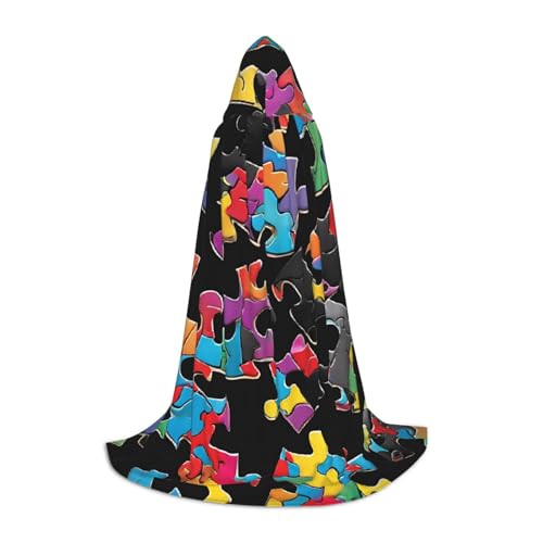 LHFIOHIRG Autismus-Bewusstseins-Puzzleteile, Herz, Teenager, Halloween, Kapuzenumhang, langer Umhang mit übergroßer Kapuze, für Cosplay-Kostümpartys LHFIOHIRG Autismus-Bewusstseins-Puzzleteile, Herz, Teenager, Halloween, Kapuzenumhang, langer Umhang mit übergroßer Kapuze, für Cosplay-Kostümpartys von LHFIOHIRG