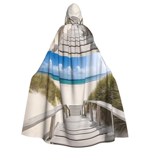 LHFIOHIRG Beach Scenery Umhang mit Kapuze für Erwachsene, Halloween-Kostüm, Robe für Männer und Frauen, Cosplay-Party von LHFIOHIRG