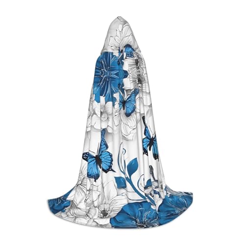 LHFIOHIRG Blaue Schmetterlinge, weiße Blumen, Teenager, Halloween, Kapuzenumhang, langer Umhang mit übergroßer Kapuze, für Cosplay-Kostümpartys LHFIOHIRG Blaue Schmetterlinge, weiße Blumen, Teenager, Halloween, Kapuzenumhang, langer Umhang mit übergroßer Kapuze, für Cosplay-Kostümpartys von LHFIOHIRG