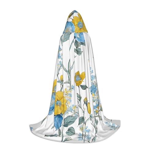 LHFIOHIRG Blaues Blumenmuster, Rosen, Druck, Teenager, Halloween, Kapuzenumhang, langer Umhang mit übergroßer Kapuze, für Cosplay-Kostümpartys LHFIOHIRG Blaues Blumenmuster, Rosen, Druck, Teenager, Halloween, Kapuzenumhang, langer Umhang mit übergroßer Kapuze, für Cosplay-Kostümpartys von LHFIOHIRG
