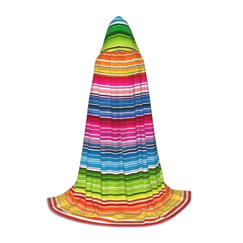 LHFIOHIRG Farbenfroher mexikanischer Streifen für Teenager, Halloween, Kapuzenumhang mit übergroßer Kapuze, für Cosplay-Kostümpartys LHFIOHIRG Farbenfroher mexikanischer Streifen für Teenager, Halloween, Kapuzenumhang mit übergroßer Kapuze, für Cosplay-Kostümpartys von LHFIOHIRG