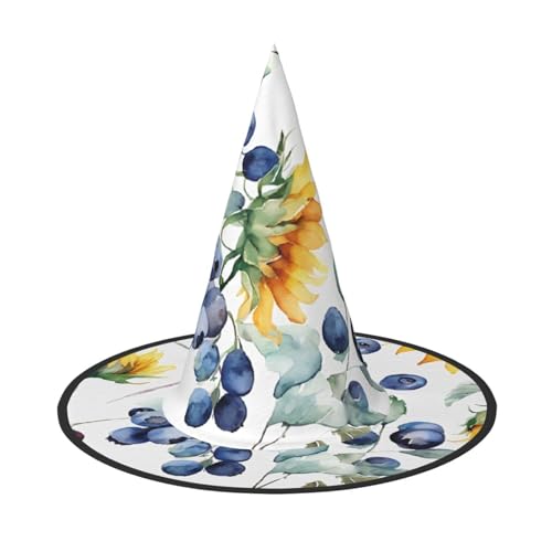 LHFIOHIRG Hexenhut für Erwachsene, Sonnenblumen-Druck, faltbar, spitzer Hut, Halloween-Kostüm, Zubehör für Damen, Cosplay, Partys, Urlaubsdekoration LHFIOHIRG Hexenhut für Erwachsene, Sonnenblumen-Druck, faltbar, spitzer Hut, Halloween-Kostüm, Zubehör für Damen, Cosplay, Partys, Urlaubsdekoration von LHFIOHIRG