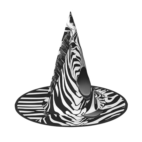 LHFIOHIRG Hexenhut für Erwachsene, Zebramuster, faltbar, spitzer Hut, Halloween-Kostüm, Zubehör für Damen, Cosplay, Partys, Urlaubsdekoration LHFIOHIRG Hexenhut für Erwachsene, Zebramuster, faltbar, spitzer Hut, Halloween-Kostüm, Zubehör für Damen, Cosplay, Partys, Urlaubsdekoration von LHFIOHIRG