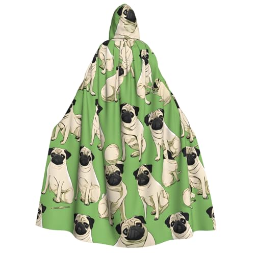 LHFIOHIRG Imagen De Pug Umhang mit Kapuze in voller Länge für Erwachsene, Herren, Damen, Halloween, Cosplay, Kostüm, Robe mit Kapuze von LHFIOHIRG