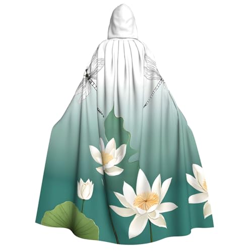 LHFIOHIRG Kapuzenumhang mit Libelle mit Seerose in voller Länge für Erwachsene, Herren, Damen, Halloween, Cosplay, Kostüm, Robe mit Kapuze von LHFIOHIRG