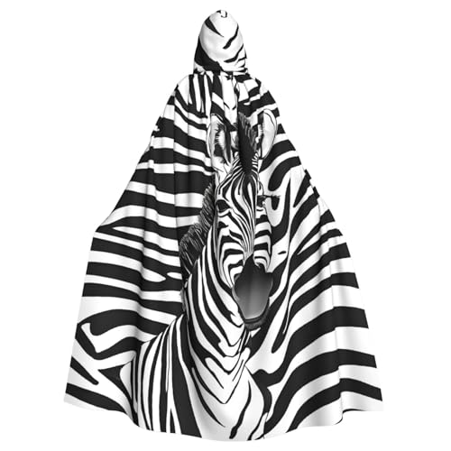 LHFIOHIRG Kapuzenumhang mit Zebramuster für Erwachsene, Halloween-Kostüm, Robe für Männer und Frauen, Cosplay-Party von LHFIOHIRG