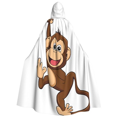 LHFIOHIRG Kapuzenumhang mit niedlichem Affen-Aufdruck, für Erwachsene, Herren, Damen, Halloween, Cosplay, Kostüm, Robe mit Kapuze von LHFIOHIRG
