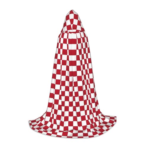 LHFIOHIRG Roter karierter weißer Quadrate, Teenager-Halloween-Kapuzenumhang, langer Umhang mit übergroßer Kapuze, für Cosplay-Kostümpartys LHFIOHIRG Roter karierter weißer Quadrate, Teenager-Halloween-Kapuzenumhang, langer Umhang mit übergroßer Kapuze, für Cosplay-Kostümpartys von LHFIOHIRG
