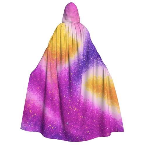 LHFIOHIRG Umhang mit Kapuze, buntes Sternenlicht-Druckmuster, Umhang mit Kapuze, für Erwachsene, Herren, Damen, Halloween, Cosplay, Kostüm, Robe mit Kapuze von LHFIOHIRG