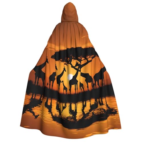 LHFIOHIRG Umhang mit Kapuze (Afrika Giraffe Majestätischer Baum) voller Länge mit Kapuze für Erwachsene Männer Frauen Halloween Cosplay Kostüm Robe von LHFIOHIRG