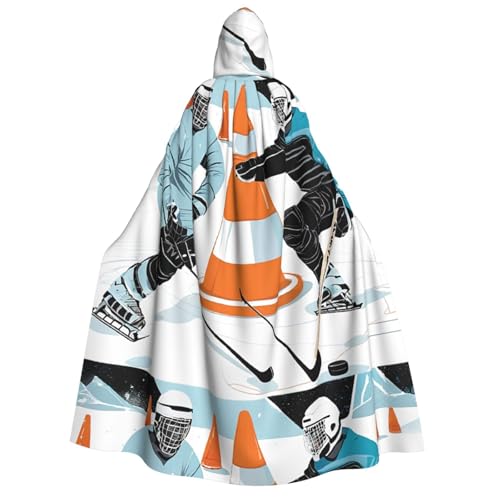 LHFIOHIRG Umhang mit Kapuze (Eishockey-Muster) voller Länge für Erwachsene, Herren, Damen, Halloween, Cosplay, Kostüm, Robe mit Kapuze von LHFIOHIRG