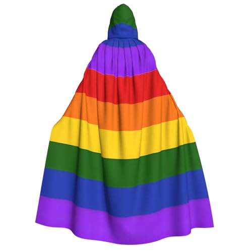 LHFIOHIRG Umhang mit Kapuze (Regenbogen-Flagge), voller Länge, für Erwachsene, Herren, Damen, Halloween, Cosplay, Kostüm, Robe mit Kapuze von LHFIOHIRG