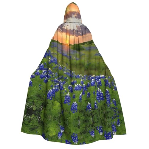 LHFIOHIRG Umhang mit Kapuze (Texas Bluebonnets-Szenerie), voller Länge, für Erwachsene, Herren, Damen, Halloween, Cosplay, Kostüm, Robe mit Kapuze von LHFIOHIRG
