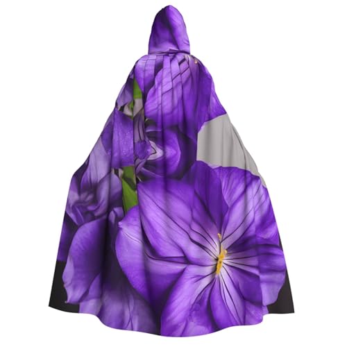 LHFIOHIRG Umhang mit Kapuze (blühende lila Blumen), voller Länge, für Erwachsene, Herren, Damen, Halloween, Cosplay, Kostüm, Robe mit Kapuze von LHFIOHIRG