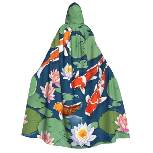 LHFIOHIRG Umhang mit Kapuze (japanischer hübscher Koi-Fisch), voller Länge, für Erwachsene, Herren, Damen, Halloween, Cosplay, Kostüm, Robe mit Kapuze von LHFIOHIRG