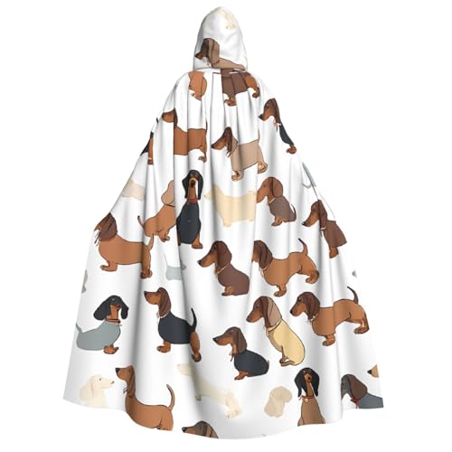 LHFIOHIRG Umhang mit Kapuze "I Love My Dog Dachshunds", volle Länge, für Erwachsene, Herren, Damen, Halloween, Cosplay, Kostüm, Robe mit Kapuze von LHFIOHIRG