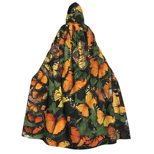 LHFIOHIRG Umhang mit Kapuze und Monarch-Schmetterlingen in voller Länge, für Erwachsene, Herren, Damen, Halloween, Cosplay, Kostüm, Robe mit Kapuze von LHFIOHIRG