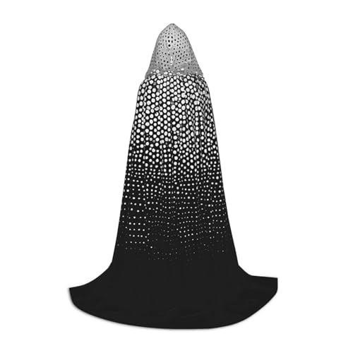 Schwarz-weißer Glitzer-Umhang mit Kapuze für Teenager, Halloween, langer Umhang mit übergroßer Kapuze für Cosplay-Kostümpartys Schwarz-weißer Glitzer-Umhang mit Kapuze für Teenager, Halloween, langer Umhang mit übergroßer Kapuze für Cosplay-Kostümpartys von LHFIOHIRG