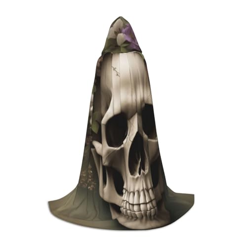 Totenkopf Blumen Teenager Halloween Kapuzenumhang Langer Umhang mit übergroßer Kapuze für Cosplay Kostüm Partys Totenkopf Blumen Teenager Halloween Kapuzenumhang Langer Umhang mit übergroßer Kapuze für Cosplay Kostüm Partys von LHFIOHIRG