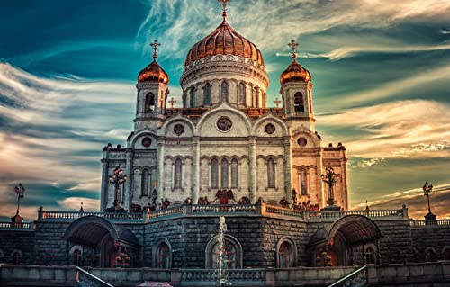 LHJOYSP Puzzle Game 1000 Teile Stadt Himmel Landschaft Sonnenuntergang Kathedrale Kirche Moskau Russland 75x50cm von LHJOY