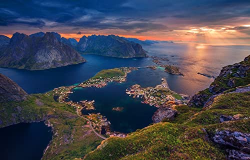 LHJOYSP Jungen 3D Puzzle 1000 Teile,natürliche Schönheit,Meer,Norwegen,Lofoten-Inseln,75x50cm von LHJOYSP