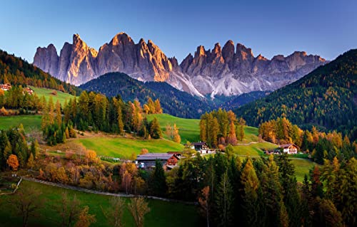 LHJOYSP Geschenke Junge 3D Puzzle 1000 Teile Stadt Herbsttal Italien Dolomiten Südtirol St. Magdalena Kirche San Giovanni 75x50cm von DZGlobal