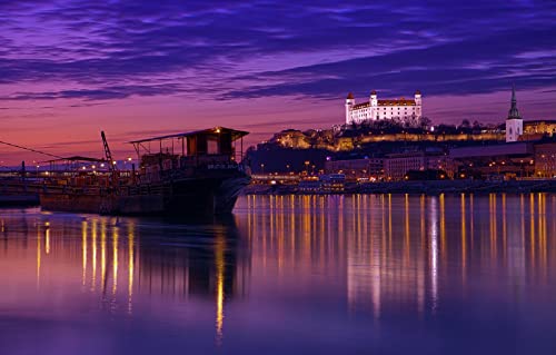 LHJOYSP Impossible Puzzle 1000 Teile Stadt Himmel Nachtlichter Fluss Gebäude Hauptstadt Donau Bratislava Slowakei 75x50cm von DZGlobal