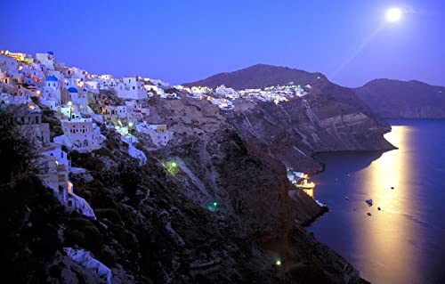 LHJOYSP My First Puzzle 3D Puzzle 1000 Teile Stadt Santorini Griechenland Mond 75x50cm von DZGlobal