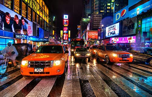 LHJOYSP Puzzle lustig 1000 Teile City, New York, USA, Times Square, Regentanz 75x50cm von LHJOYSPSP