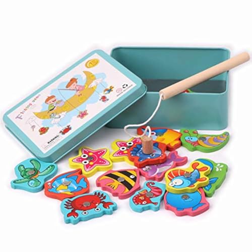 LHKJ Kinder Magnetische Angelspiel,Holz Angelspiel Spielzeug,Geburtstagsgeschenk für Kinder Kleinkinder von LHKJ