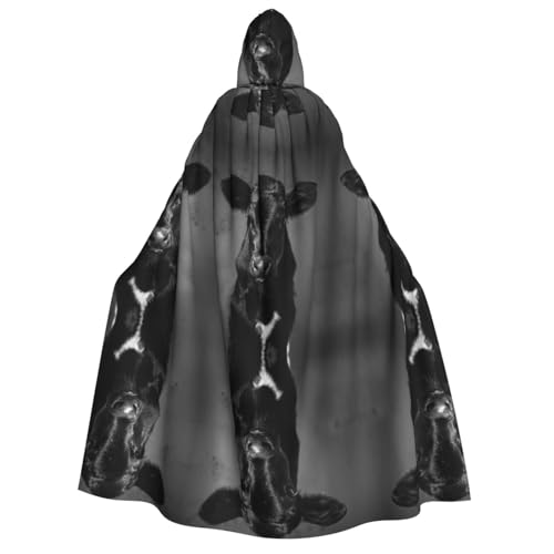 LHMDPBE Herren/Damen, mit Kapuze, Halloween, Weihnachten, Party, Cosplay, Umhang, Umhang, Umhang, Unisex, schwarz-weiß, Kuhdruck von LHMDPBE