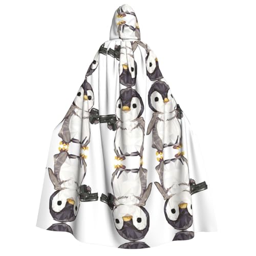 LHMDPBE Herren Damen Kapuzenmantel Halloween Weihnachten Party Cosplay Kostüme Robe Umhang Umhang Unisex Pinguin-Druck von LHMDPBE