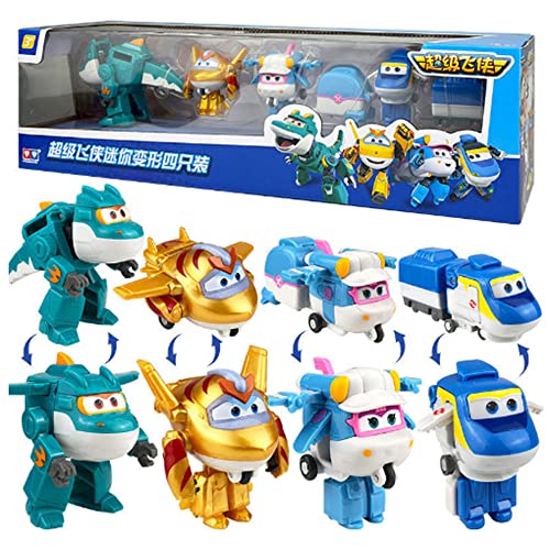 LHMYPP 4Pcs Super Flügel Neues Spielzeug Mini Trägheitsfahrzeuge Verformung Auto Jungen Deformation Roboter Hangar-Version Kinderspielzeug Kreatives Geschenk von LHMYPP