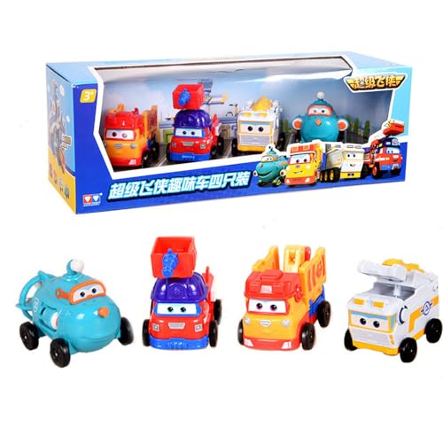 LHMYPP 4Pcs Super Flügel Neues Spielzeug Mini Trägheitsfahrzeuge Verformung Auto Jungen Deformation Roboter Hangar-Version Kinderspielzeug Kreatives Geschenk von LHMYPP